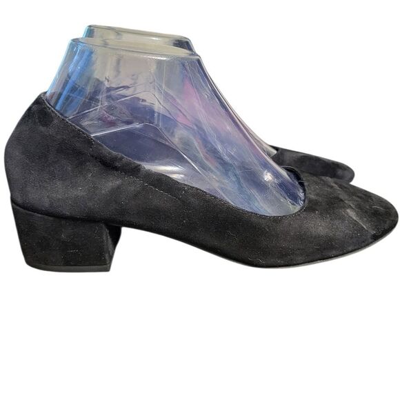 Eileen Fisher Black Suede Block Heel Slip On Shoes, Size 7.5 - Picture 3 of 9